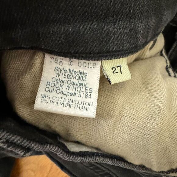Rag & Bone Black Skinny Jeans Distressed Size 27 - Picture 5 of 6